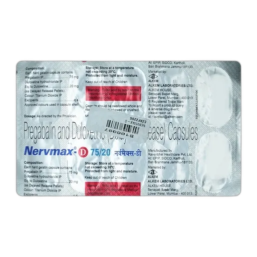nervmax d 75/20mg capsule 10's